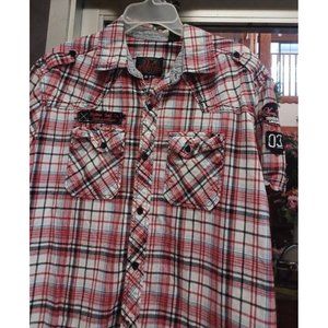 Zero Tolerance Mens Button Shirt  SS M Red Plaid